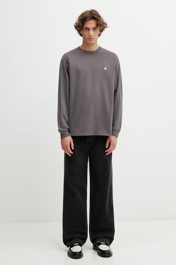 Pamučna majica dugih rukava Carhartt WIP LS Chase T-Shirt I026392.3H5XX siva