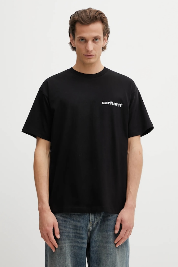 Oblečení Bavlněné tričko Carhartt WIP SS Caps T-Shirt I036012.89XX černá