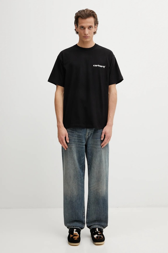 Bavlněné tričko Carhartt WIP SS Caps T-Shirt I036012.89XX černá