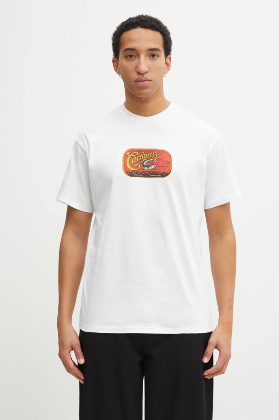 Бавовняна футболка Carhartt WIP SS Sardinas T-Shirt надрук білий I036005.02XX
