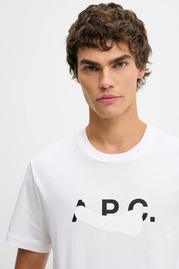 A.P.C. t-shirt in cotone T-SHIRT MANCHES COURTES TACHE BLANCHE bianco COHBM.M26458