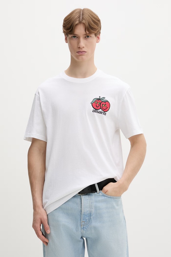 Odzież AllSaints T-shirt basic męski bawełniany MUTUAL M113PE beżowy
