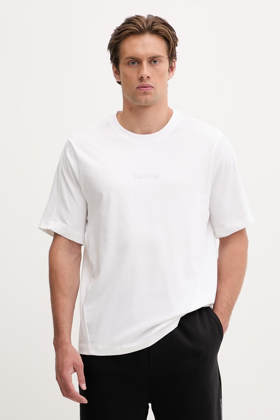 Calvin Klein Performance T-shirt męski z bawełną beżowy LVGMS6K100