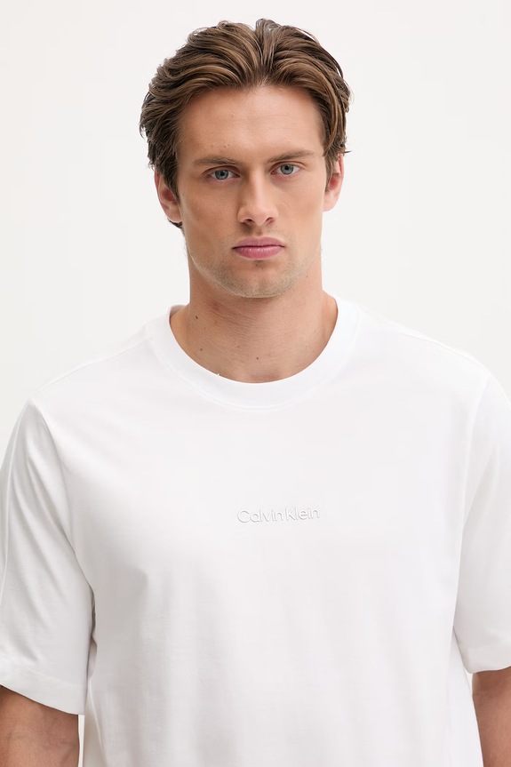 Calvin Klein Performance T-shirt męski z bawełną beżowy LVGMS6K100