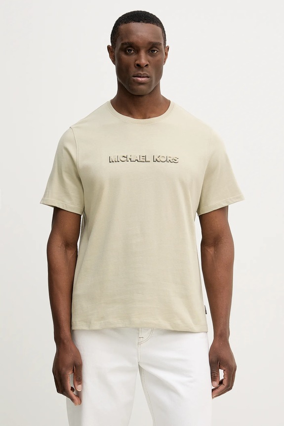 Michael Kors t-shirt bawełniany regular beżowy CF552SJ1V2