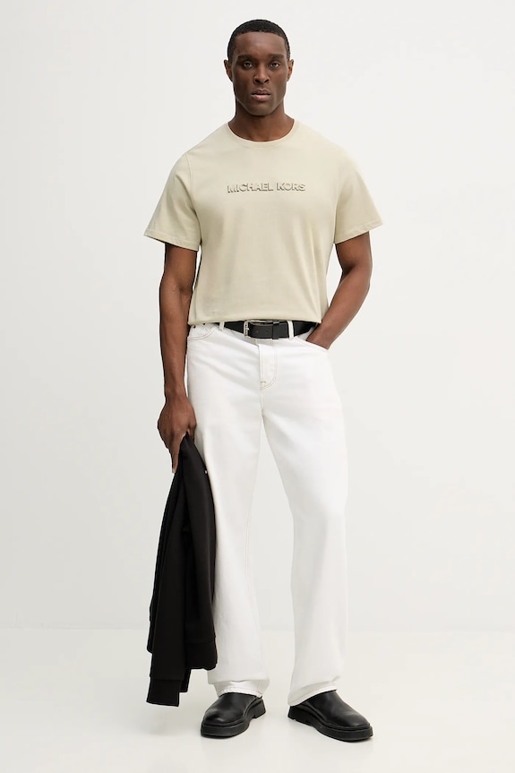 Michael Kors t-shirt bawełniany CF552SJ1V2 beżowy SS26