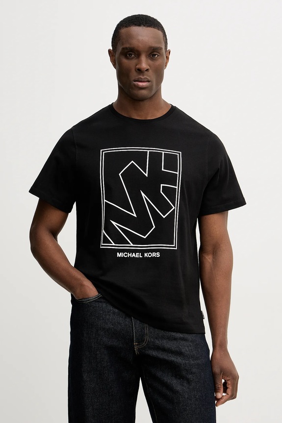 Michael Kors t-shirt bawełniany nadruk czarny CR652SY1V2
