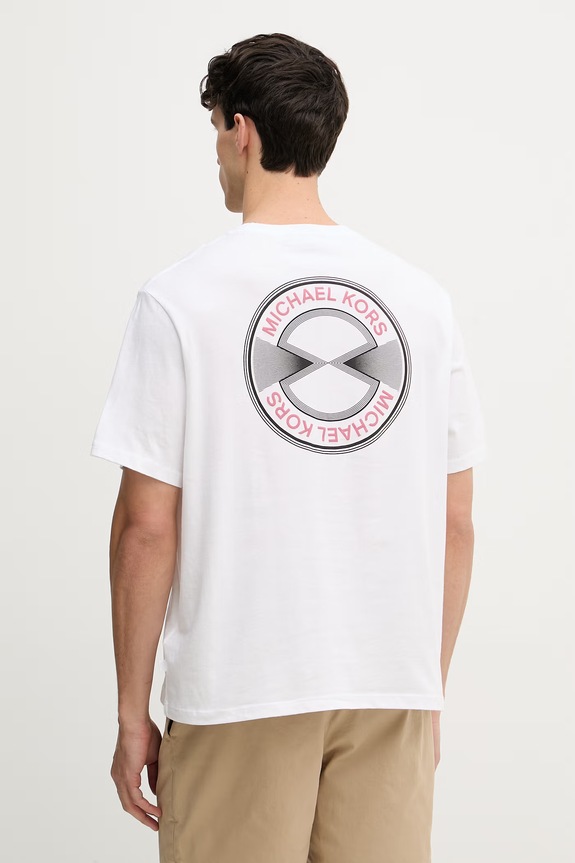 Michael Kors t-shirt męski bawełniany biały CR652VEFV4
