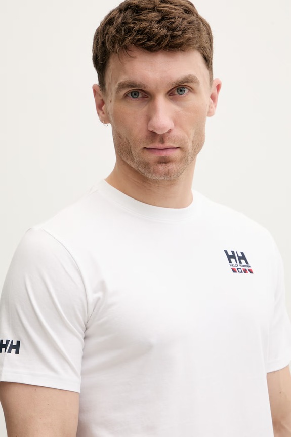 Odzież Helly Hansen t-shirt męski bawełniany SHORELINE 54601.002 biały