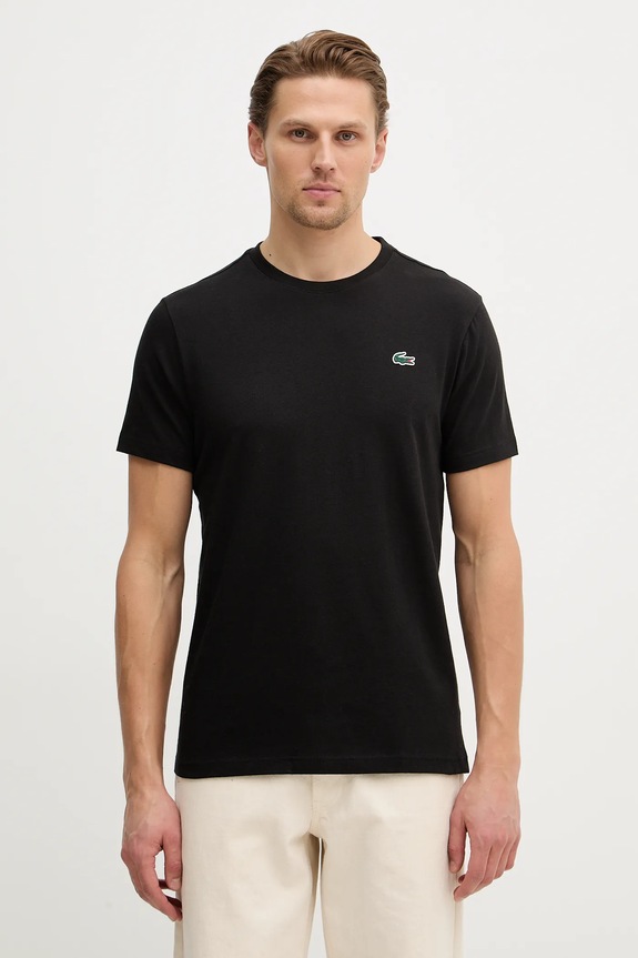 Lacoste T-shirt męski nadruk czarny TH0003