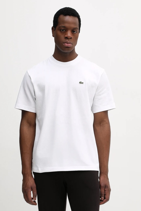 Lacoste tricou bărbătesc de bumbac uni alb TH0876