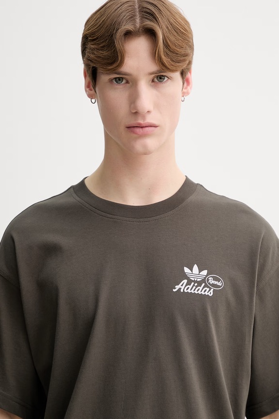 Bombažna kratka majica adidas Originals zelena KW7991
