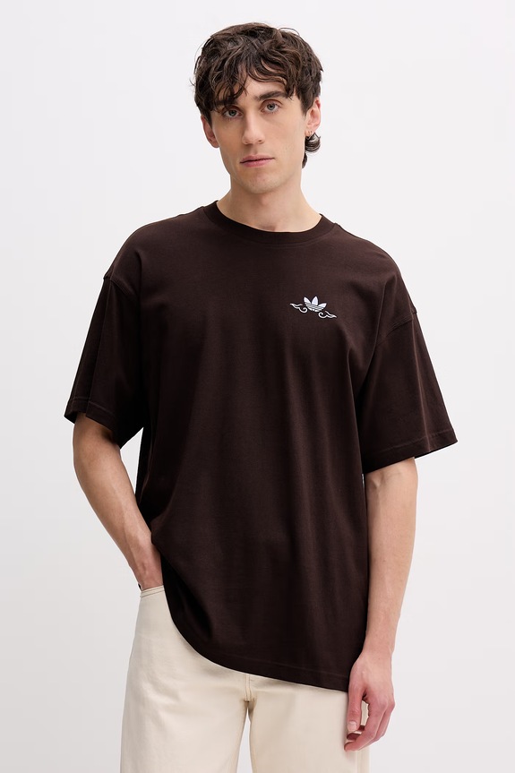 Odzież adidas Originals t-shirt męski bawełniany KW8003 brązowy