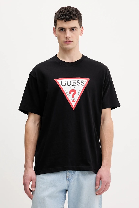 Guess Jeans t-shirt bawełniany nadruk czarny M4YI45.K8FQ4