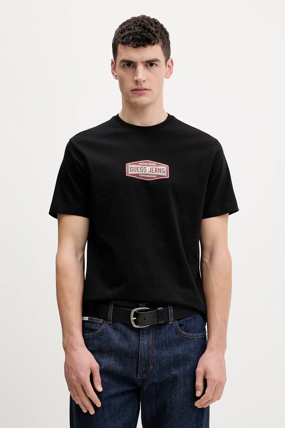 Guess Jeans pamut póló pamut fekete M6RI41.K8FQ4