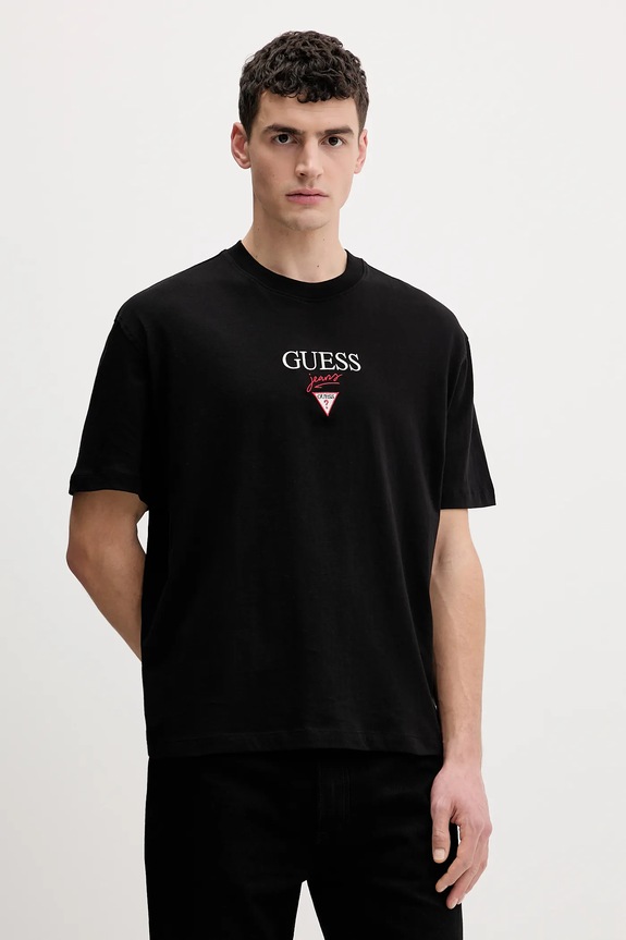 Guess Jeans pamut póló pamut fekete M6RI45.K8HM0