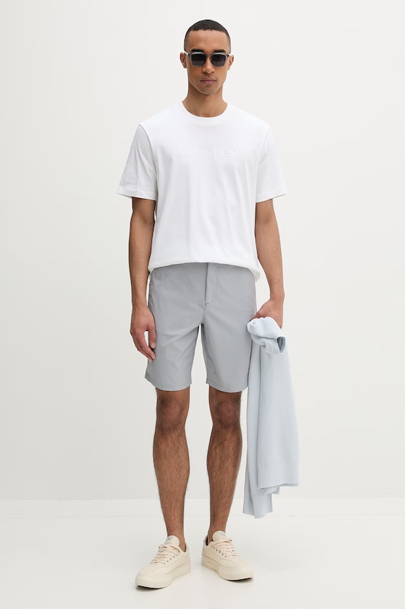 Calvin Klein pánske bavlnené tričko LV04LF811G béžová SS26