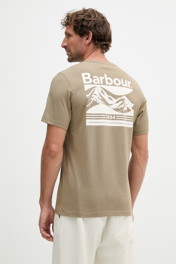 Barbour футболка basic для мужчин из хлопка Camber зелёный MTS1395