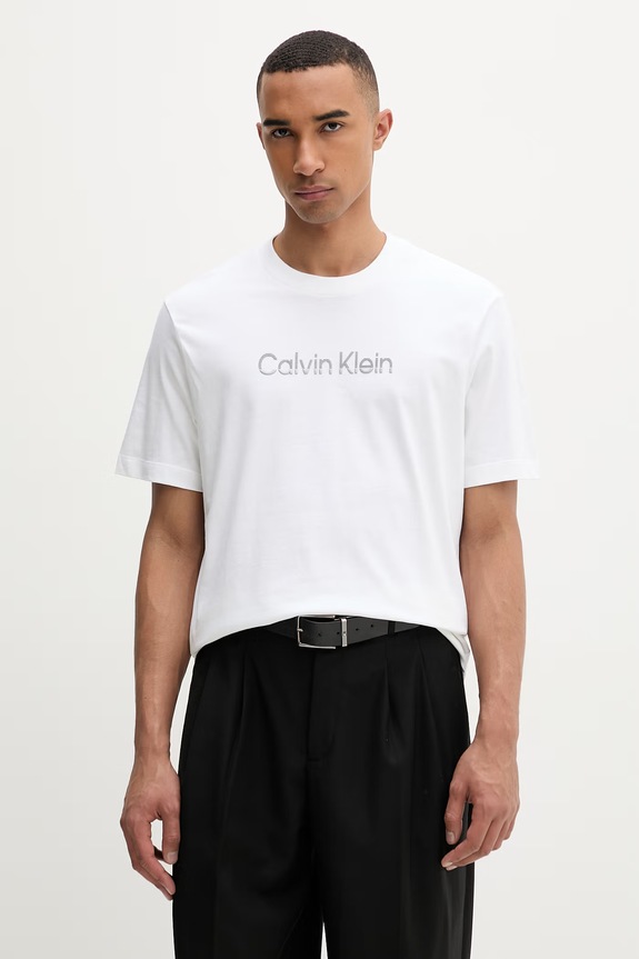 Calvin Klein T-shirt ανδρικό βαμβακερό μπεζ LV04LF813G