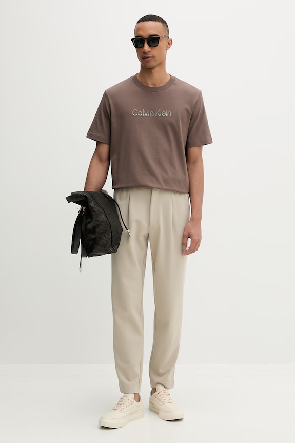 Calvin Klein t-shirt férfi pamut LV04LF813G barna SS26