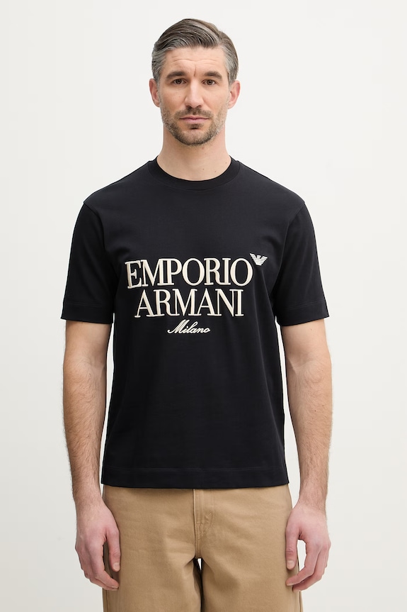 Pamučna majica Emporio Armani pamuk mornarsko plava EM005359.AF13715