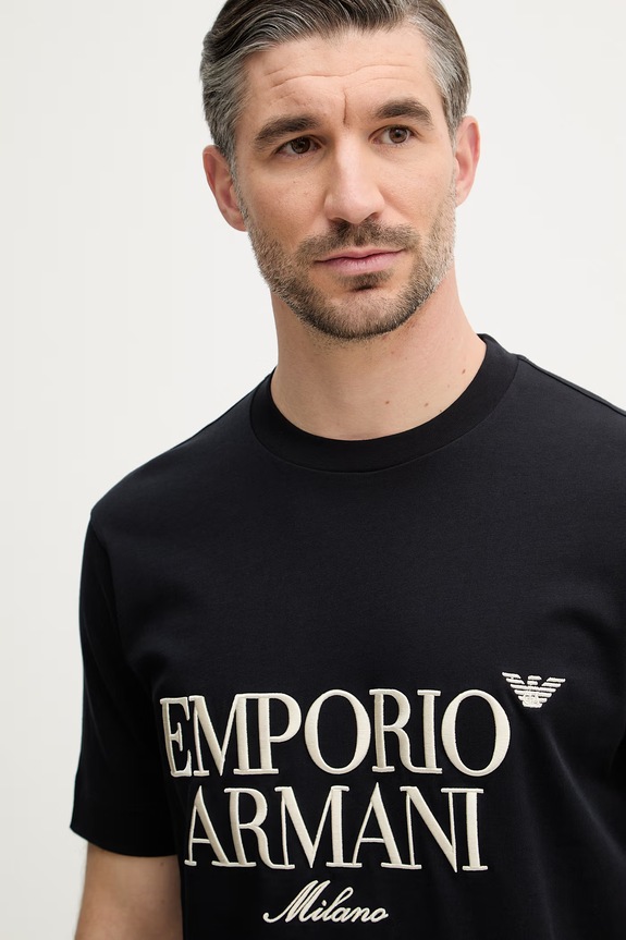 Pamučna majica Emporio Armani mornarsko plava EM005359.AF13715