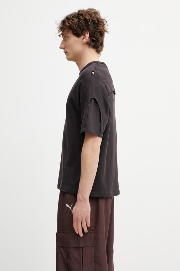 Puma Puma x J.L-A.L t-shirt basic męski bawełniany 636221 brązowy SS26
