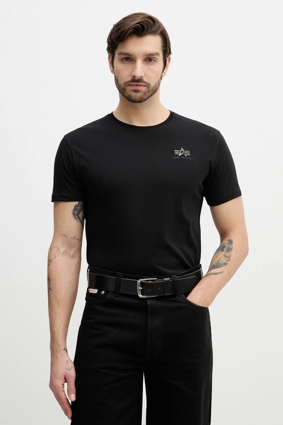 Bavlnené tričko Alpha Industries Backprint Mirror Camo potlač čierna 128507MC