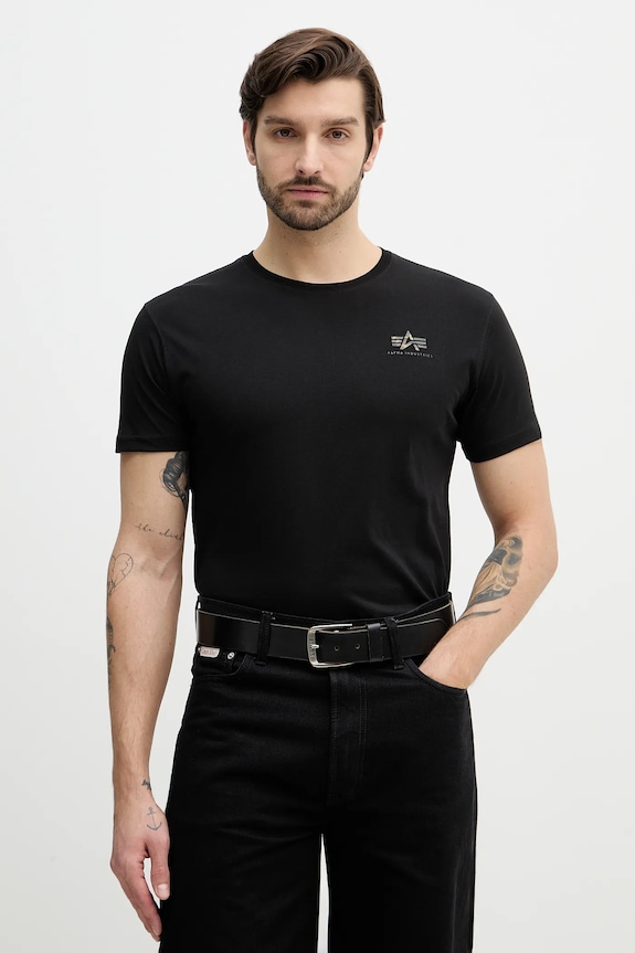 Bavlnené tričko Alpha Industries Backprint Mirror Camo potlač čierna 128507MC