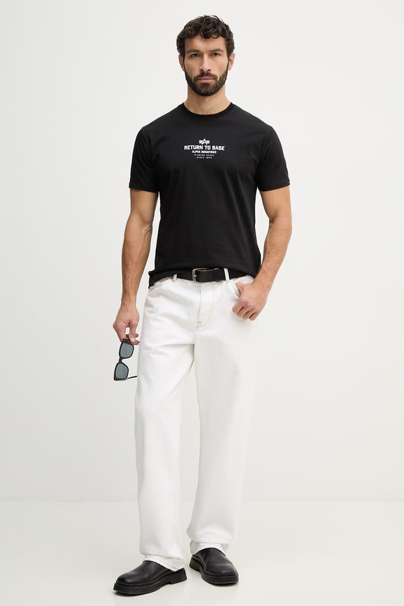 Pamučna majica Alpha Industries Return To Base 266506 crna SS26