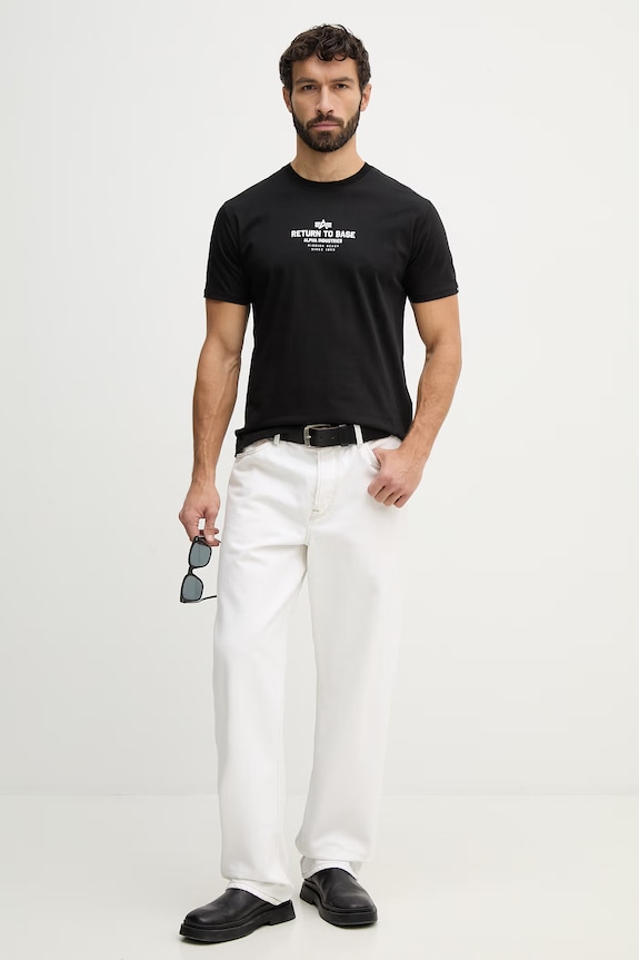 Pamučna majica Alpha Industries Return To Base 266506 crna SS26