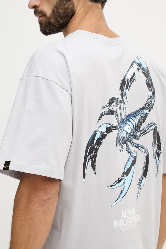 Alpha Industries t-shirt in cotone Scorpion Cyborg 266515 grigio