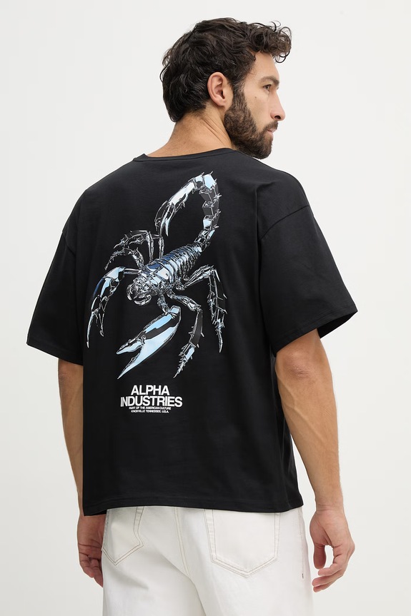 Alpha Industries t-shirt bawełniany Scorpion Cyborg nadruk czarny 266515