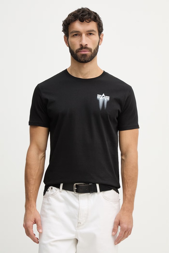 Îmbrăcăminte Alpha Industries tricou din bumbac Spray Print 266526 negru