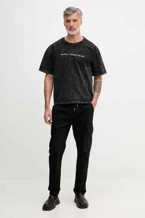 Bavlnené tričko Alpha Industries Acid Logo 258519 čierna SS26