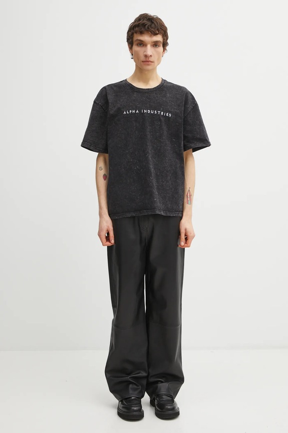 Alpha Industries cotton t-shirt Acid Logo 258519 black