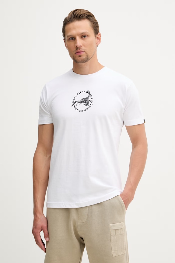 Alpha Industries tričko pánske bavlnené US Scorpion Backprint biela 266510
