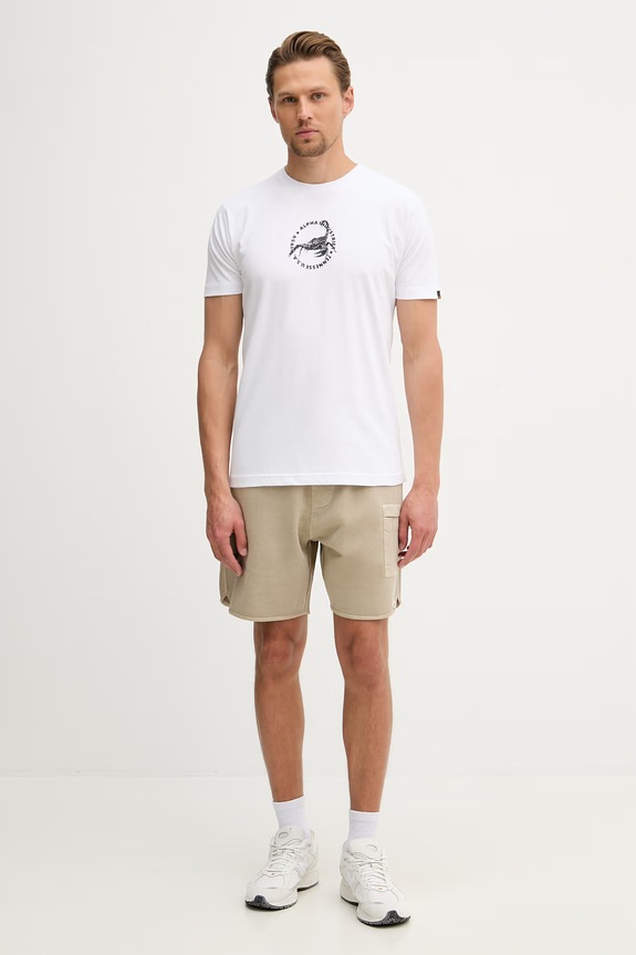 Alpha Industries tričko pánske bavlnené US Scorpion Backprint 266510 biela SS26