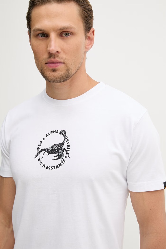 Alpha Industries tričko pánske bavlnené US Scorpion Backprint biela 266510