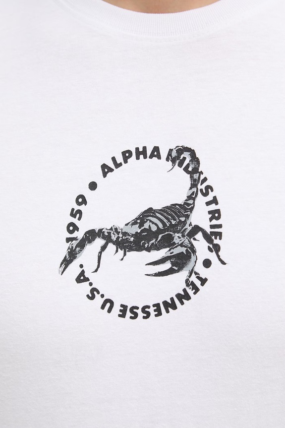 Alpha Industries tričko pánske bavlnené US Scorpion Backprint 266510 biela