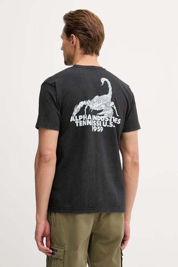 Одежда Alpha Industries US Scorpion Backprint футболка из хлопка для мужчин 266510 чёрный