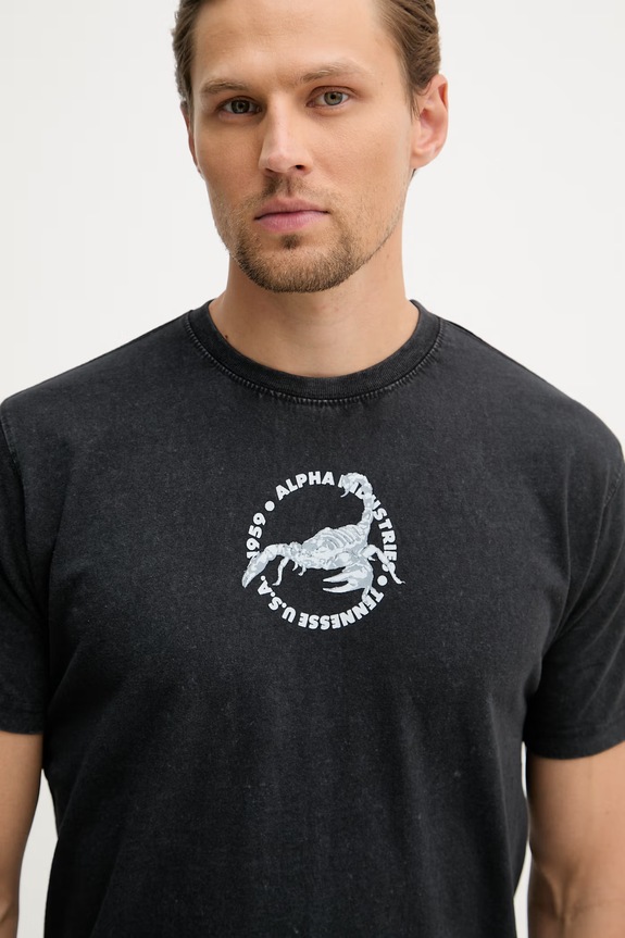 Alpha Industries US Scorpion Backprint футболка из хлопка для мужчин чёрный 266510