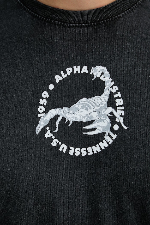 Alpha Industries US Scorpion Backprint футболка из хлопка для мужчин 266510 чёрный