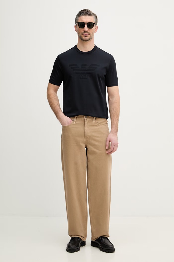 Pamučna majica Emporio Armani EM004593.AF10762 mornarsko plava SS26