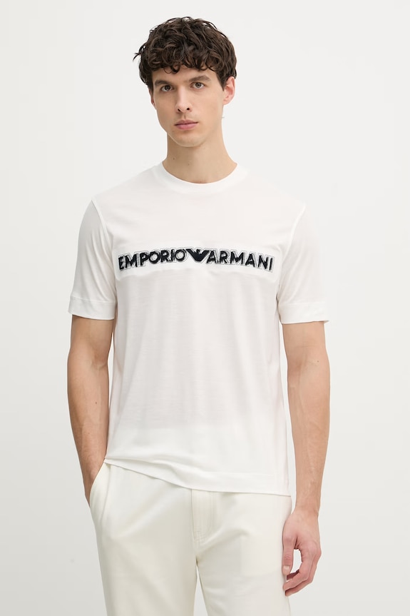 Emporio Armani tričko pánske s lyocellom béžová EM004520.AF13747