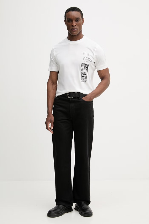 Bavlněné tričko Emporio Armani EM004994.AF24470 bílá SS26