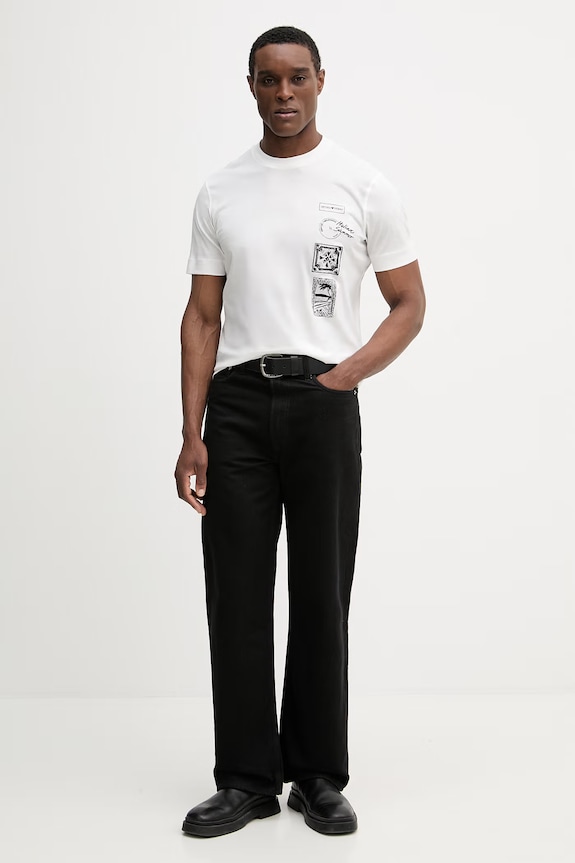Bavlněné tričko Emporio Armani EM004994.AF24470 bílá SS26