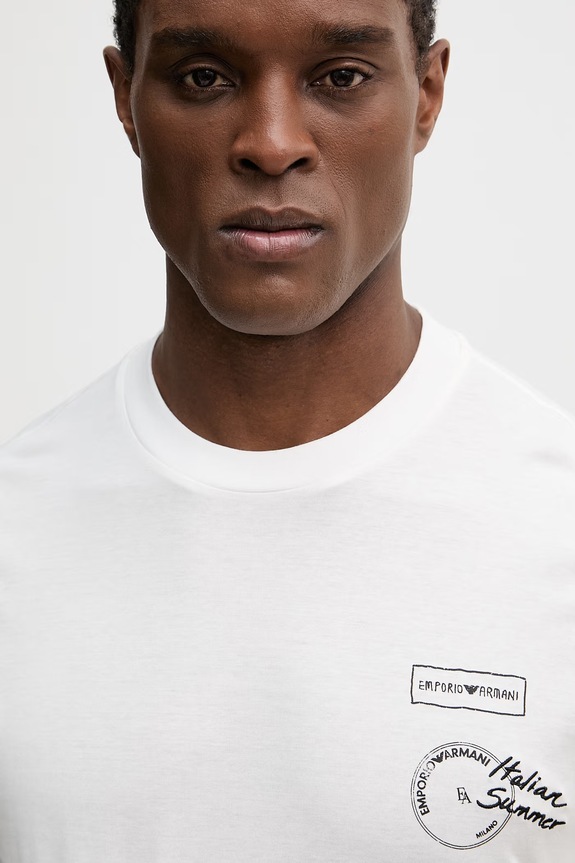 Bavlněné tričko Emporio Armani bílá EM004994.AF24470