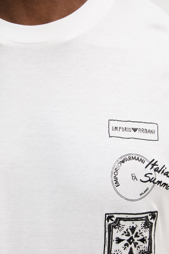 Bavlněné tričko Emporio Armani EM004994.AF24470 bílá