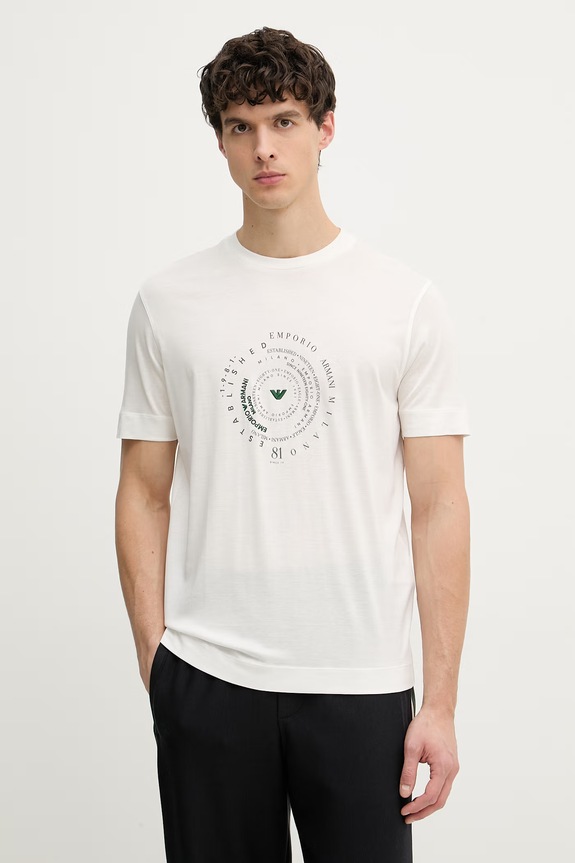 Emporio Armani tricou pentru bărbați, din lyocell bej EM004995.AF13747